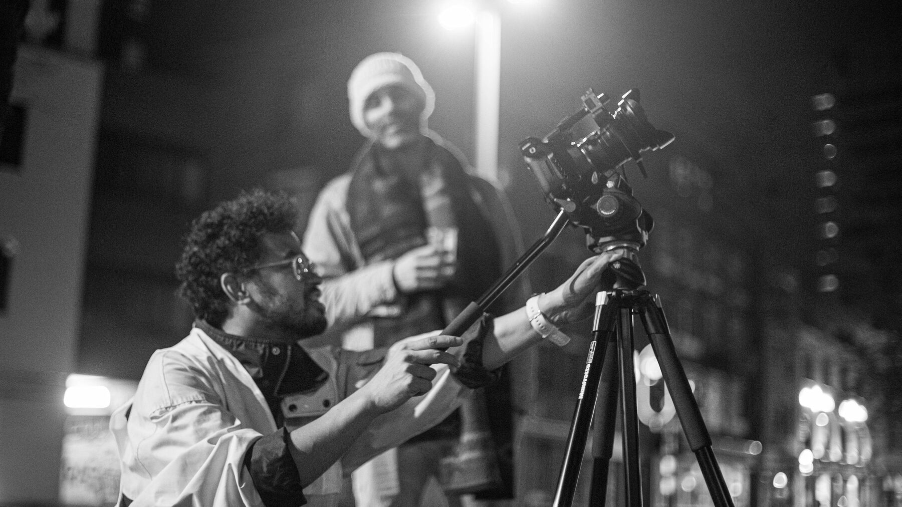 Bob Schellens behind the camera during a night shoot