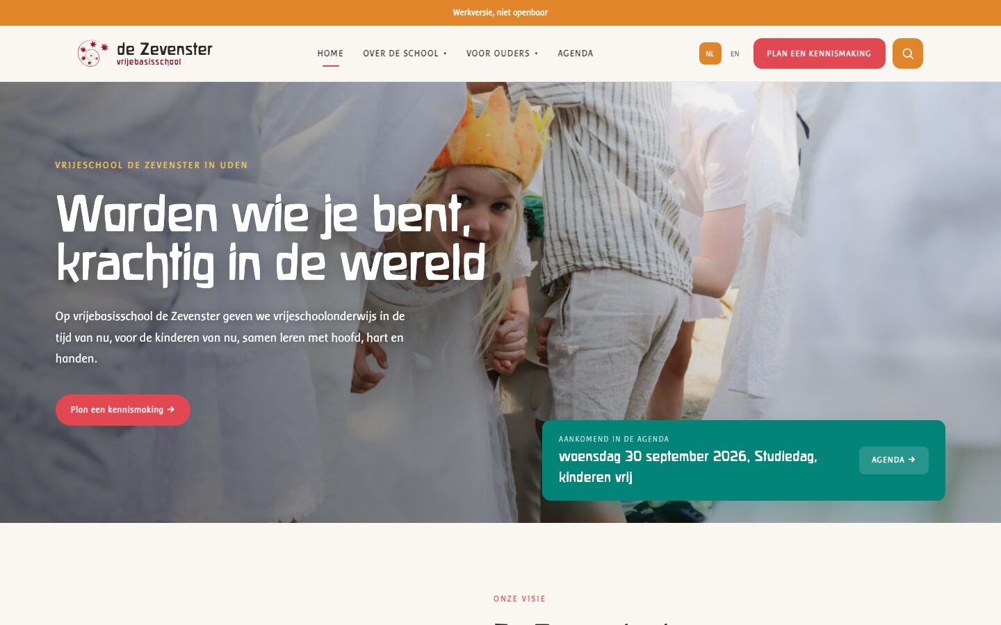 Homepage of the new De Zevenster website